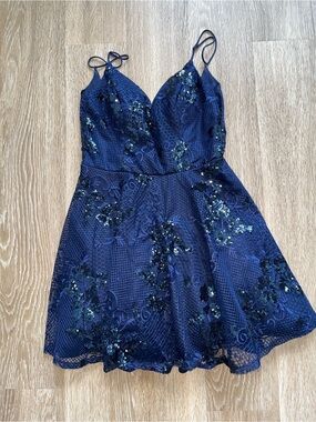 City Vibe Navy Satin Dress